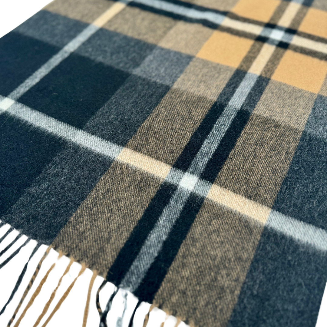 Black & Tan Plaid Cashmere Scarf