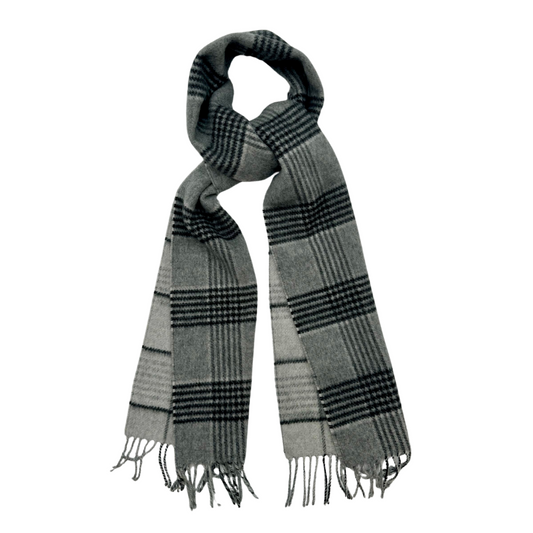 Grey Plaid Reversible Scarf