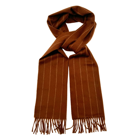 Camel Pinstripe Cashmere Scarf