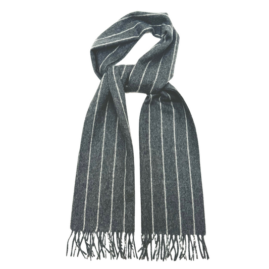 Charcoal Pinstripe Cashmere Scarf