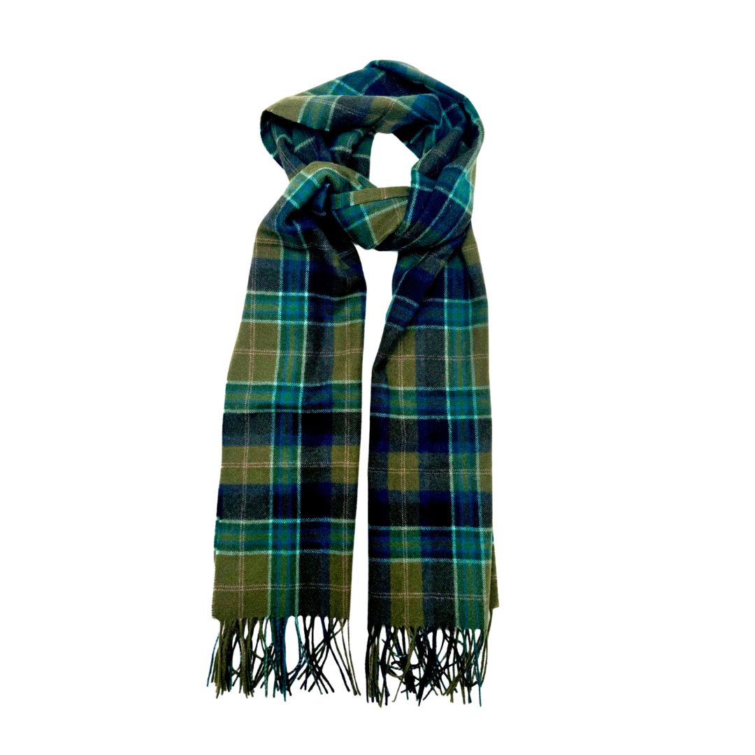 Olive & Teal Plaid Cashmere Scarf