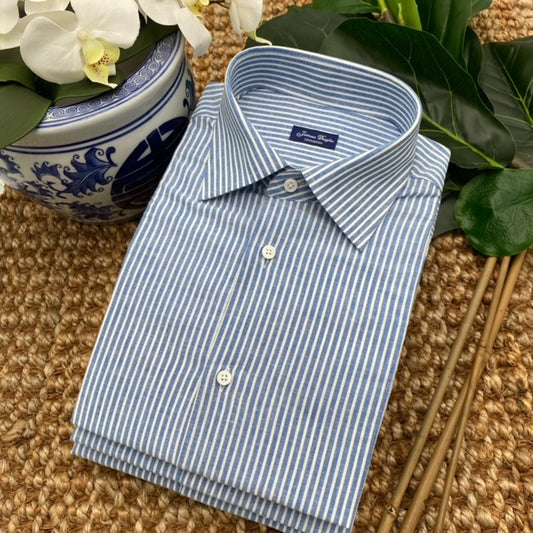 Light Blue Striped Long-Sleeve Shirt