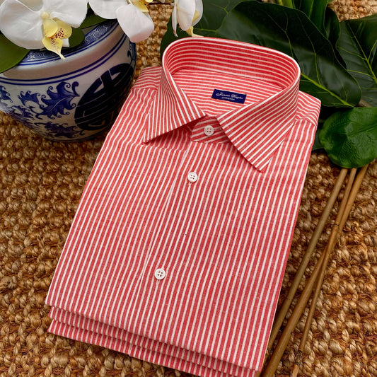 Pink Striped Long-Sleeve Dress Shirt