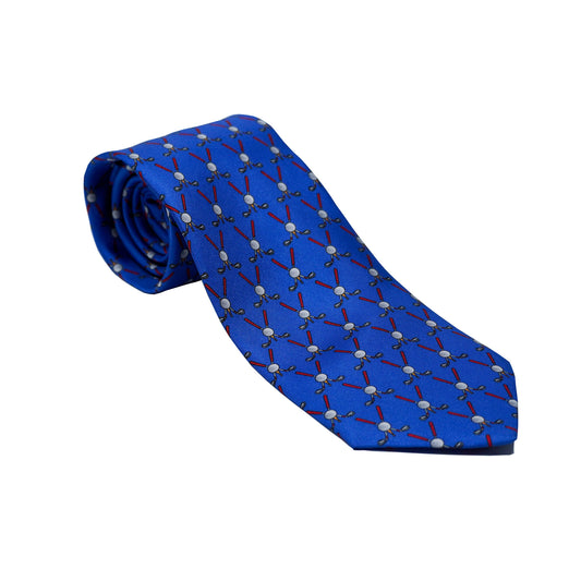 Bright Blue with Golf Clubs Tie