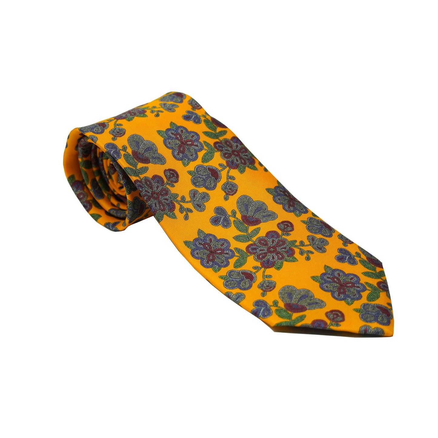 Orange with Maroon/Black Flowers Tie