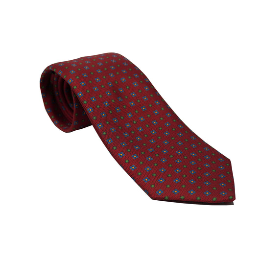 Red with Blue/Green Geometric Shapes Tie