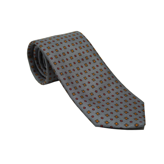 Grey with Blue/Green Geometric Shapes Tie