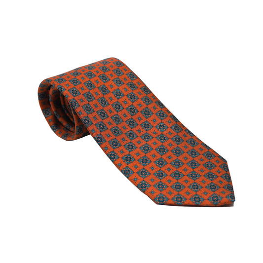 Orange Patterned Silk Tie