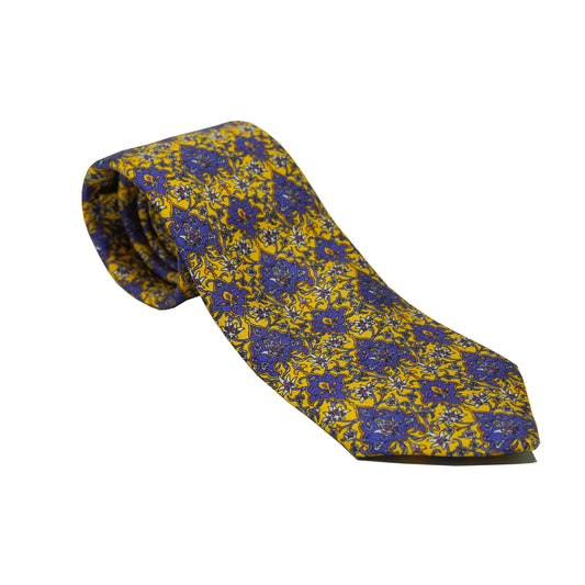 Yellow with Purple Floral Bursts Tie