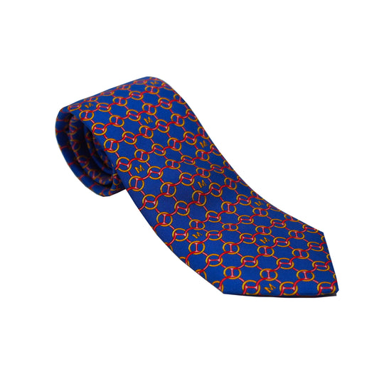 Blue with Red/Gold Rings Tie