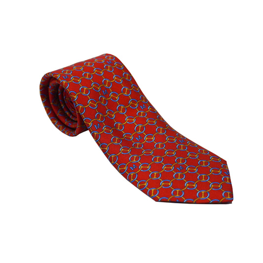 Red with Blue/Gold Spheres Tie