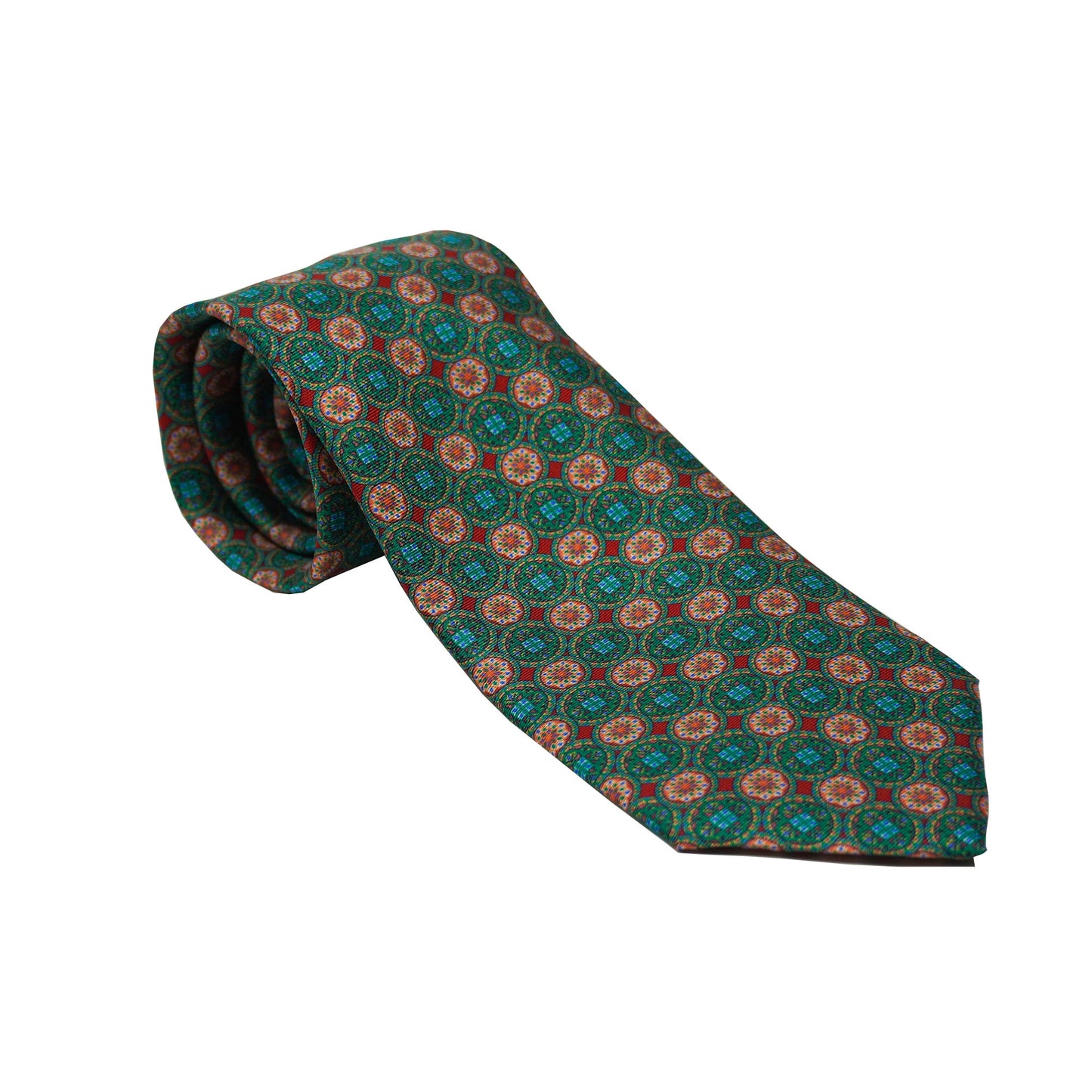 Green with Teal/Red Spheres Tie