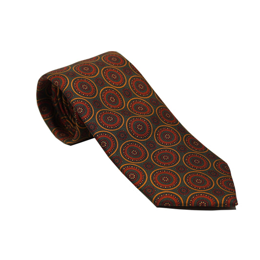 Brown with Gold/Orange Spheres Tie