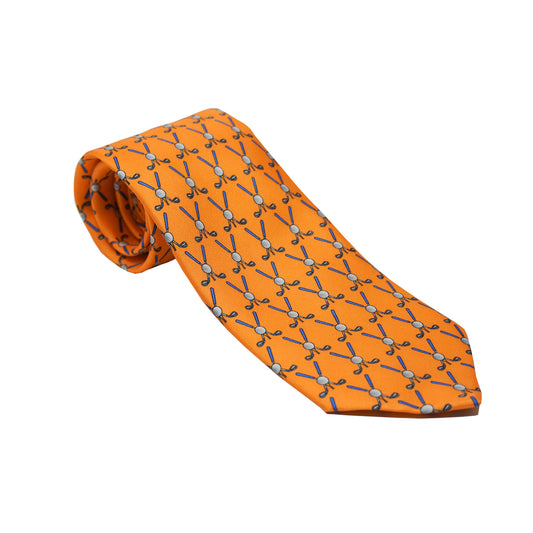 Orange with Golf Clubs Tie