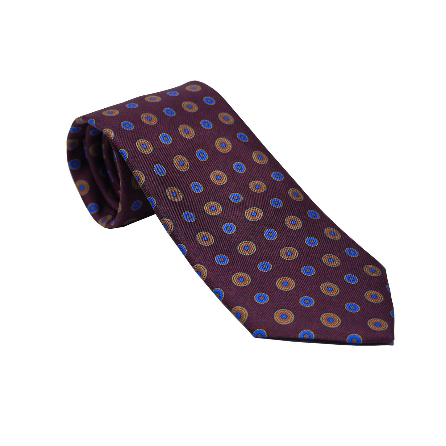 Maroon with Gold/Blue Spheres Tie